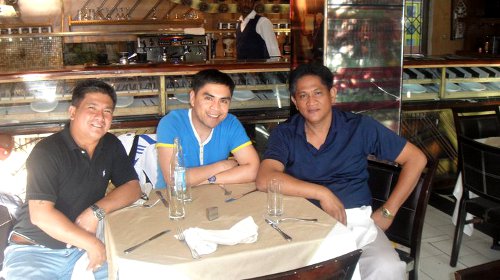 Chef Hernani de los Reyes (left) upon in arrival in Addis Ababa, Ethiopia welcomed by Addis International Finance & Administration Manager Ruben 'JB' Bueno (center) and Eriel Cortez